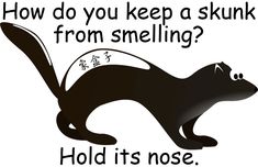 an animal with the words how do you keep a skunk from smelling?