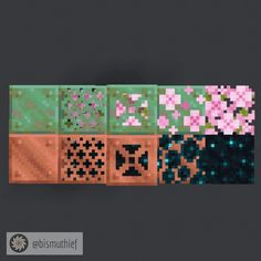 an array of different colored squares on a black background