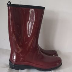 New In Box Red Insulated Boots With Round Toe, Red Insulated Round Toe Boots, Red Rain Boots For Outdoor, Red Rain Boots, Red Rain, Winter Rain, Dark Red, Rain Boots, Women Shoes