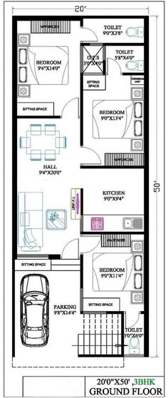 the floor plan for a two story house with an attached bedroom and living room area