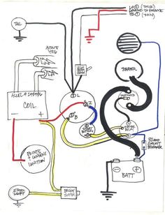 an electrical wiring diagram for a motorcycle with two lights and one switch on the side