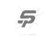 the logo for s p arrow is shown in black and white, with lines running across it