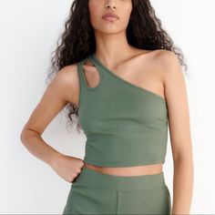 Zara Asymmetrical Rib Top Brand New, With Tag!!! Size: Small Green Casual One Shoulder Top For Night Out, Chic Asymmetrical Crop Top For Spring, Casual Tops With Asymmetrical Neckline For Night Out, Casual Asymmetrical Crop Top, Casual Tops With Asymmetrical Neckline For Spring, Casual Asymmetrical Hem Crop Top For Spring, Casual Top With Asymmetrical Neckline For Spring, Casual Spring Crop Top With Asymmetrical Hem, Casual One Shoulder Crop Top For Night Out