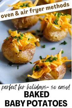 baked baby potatoes with parmesan cheese on top and the words oven & air fryer method