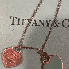 Authentic Tiffany & Co Double Heart Necklace; Two Hearts- One Engraved With Tiffany & Co Imprint; Original Box Included Tiffany And Co Necklace, Double Heart Necklace, Kids Accessories Jewelry, Vintage Tiffany, Double Heart, Two Hearts, Tiffany & Co., Heart Necklace, Blue And Silver