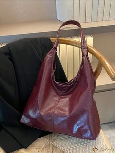 Bird in Bag - Effortless Commute: Spacious Womens Tote Bag, Perfect for Autumn and Winter, Stylish and Versatile Red Hobo Bag, Medium Size Purse, Burgundy Tote Bag, Leather Shoulder Bag For School, Burgundy Leather Bag, Large Bags For Women, Women’s Purses, Cute Bags And Purses, Dark Red Purse