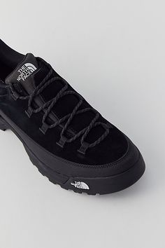 Black Sneakers With Lug Sole For Outdoor, Gore-tex Round Toe Walking Shoes For Streetwear, Gore-tex Walking Shoes With Round Toe For Streetwear, Gore-tex Walking Shoes For Streetwear With Round Toe, Black Suede Outdoor Sneakers, Black Suede Sneakers For Outdoor, The North Face Functional Low-top Walking Shoes, The North Face Low-top Walking Shoes With Vibram Sole, The North Face Low-top Sneakers With Vibram Sole