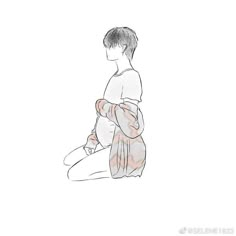 a drawing of a person sitting on the ground