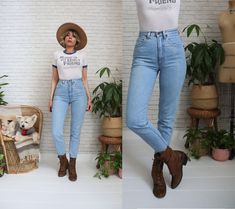 ➳ Rare 1980s Benetton western stitch jeans ➳ Flattering fit ➳ Ultra high waist with front zip closure ➳ Straight to tapered ankle legs  ➳ Cropped length, perfect for pairing with roper boots, pumps, or tucking into  boots comfortably ➳ Light summer wash ➳ Western stitched rear pockets ➳ Made in Italy  Measurements   Vintage fit: Euro 42 ( please disregard and go by modern size/measurements )  Modern day size: Size 26 waist  ✿ please go by measurements below  ✿ ( Taken laying flat )  Waistband: 1 Stitch Jeans, Roper Boots, Summer Denim, Vintage Fits, Womens Jeans, Light Summer, United Colors Of Benetton, Small Bust, Animal Shelter