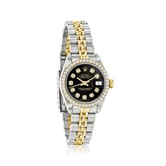 Pre-Owned Rolex Datejust Women's 26mm Automatic Stainless Steel, 18kt Yellow Gold Watch. Experience the renowned luxury of a pre-owned Rolex with this Datejust women's watch from our partner, Swiss Crown USA. The timepiece features Swiss automatic movement, aftermarket synthetic sapphire crystal, 26mm case, black dial with aftermarket diamond markers, aftermarket 14kt yellow gold bezel with diamonds, 18kt yellow gold crown, and a stainless steel and 18kt yellow gold jubilee bracelet that finishe 26mm Rolex Women, Rolex 31mm Women, Yellow Gold Rolex Women, Rolex Datejust Women, Ladies Rolex Watches Two Tones, Rolex Watches Women 26mm, Rolex Women, Rolex Watches Women, Etsy Marketing