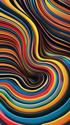 an abstract background with multicolored lines in the shape of wavy waves and curves