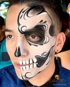 Sugar Skull Face Paint, Adult Face Painting, Skull Face Paint, Sugar Skull Face, Painting Halloween