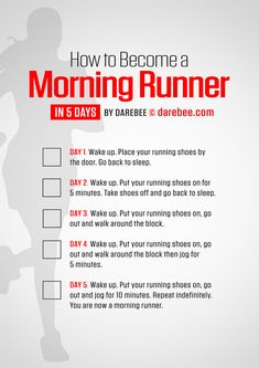 a sign that says how to become a morning runner in 5 days by daree darbee com