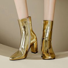 Gold Winter Ankle Boots Super High Heels, Bold Style, Thick Heel, Fitness Watch, Silver Heels, Women Hoodies Sweatshirts, Thick Heels, Short Sleeved Sweaters, Chunky Heel