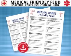 two medical friendly printables with the text, medical friendly field us letter 2 sizes solution included