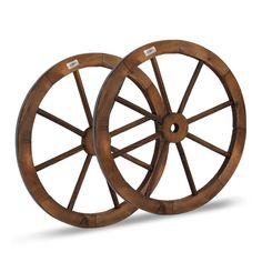 two wooden spokes on white background with clipping for text or image to be read