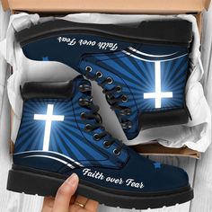 Faith Over Fear Boots, Christian Fashion Shoes, Christian Lifestyle Boots, Bible Verse Boots, Christian Apparel Boots Jesus Shoes, Christian Shoes, Unique Boots, Jesus Faith, Christian Fashion, Faith Over Fear, High Quality Shoes, Love And Respect, Christian Clothing