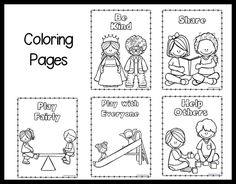 four coloring pages for children to color