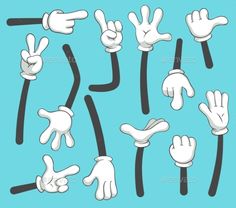 hand gestures drawn in black and white on a blue background - miscellaneous objects / characters