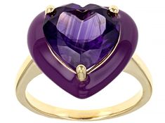 4.00ct Heart Shaped African Amethyst With Purple Enamel 14k Yellow Gold Over Sterling Silver Ring. Measures Approximately 0.67"L x 0.63"W. Not sizeable. Yellow Gold Amethyst Heart Cut Jewelry, Formal Amethyst Jewelry For Valentine's Day, Formal Heart Cut Amethyst Jewelry, Purple Heart Cut Jewelry For Formal Occasions, Purple Heart Cut Jewelry For Formal Events, Purple Heart Jewelry For Formal Occasions, Formal Purple Heart-shaped Jewelry, Elegant Heart-shaped Amethyst Ring For Valentine's Day, Purple Fine Jewelry For Valentine's Day