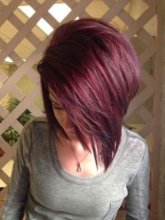 10 idées de couleur de cheveux acajou: Ombre, coiffures Balayage 2021 Mahogany Hair, Angled Bobs, Black Red Hair, Rambut Brunette, Red Heads, 2015 Hairstyles, Hair Styles 2017, Bob Hair, Haircut And Color