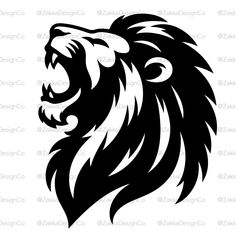 a lion's head in black and white with the word lions written on it