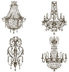 four chandeliers in different styles and colors - decorative objects objects / objects clippings