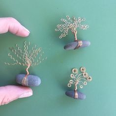 three different types of wire work on rocks