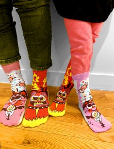 Go matchy mismatchy with your favorite human! In this bundle, you'll get 2 pairs of Purrty Sweet & Feline Spicy Pals Socks: 1 adult-size pair for you + 1 any-size pair for your pal! These feisty cat socks are 1 of 3 PURRfectly mismatched pairs from the limited edition Pinkgabbercat Collection of Pals Socks designed by the psychedelic cat artist Gabby Kash. Kids sizes have non-slip grips on the bottom to prevent slipping. | • Crew-length tube socks for adults and kids • Non-Slip Grips for safety Novelty Multicolor Socks For Stocking Stuffers, Multicolor Novelty Socks For Stocking Stuffer, Cat Artist, Comfy Socks, Cat Socks, Cats Artists, Cozy Socks, Tube Socks, Sock Shop