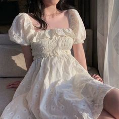 Olivia Mark - Womens Cinched Waist Maxi Dress Outfit Ideas Korean, Cottagecore Outfits, Mode Boho, Fairytale Dress, Sleeves Clothing, Mode Vintage, White Maxi Dresses, Mode Inspiration, Looks Vintage