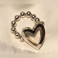 Never Worn Authentic Beautiful Gucci Heart Silver Ring Size 6, Comes With The Box And Dust Bag, Ag 925 Silver Made In Italy Gucci Jewelry, Box Color, Womens Jewelry Rings, The Box, Silver Ring, 925 Silver, Dust Bag, Ring Size, In Italy