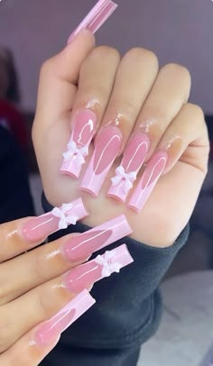 Elegant Touch Nails, Long Acrylic Nail Designs, Hard Nails, Long Nail Designs, Girly Acrylic Nails, French Acrylic Nails, Classy Acrylic Nails, Long Acrylic Nails Coffin, Acrylic Nails Coffin Pink