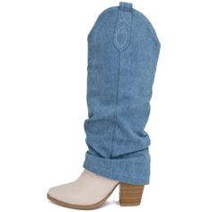 Look Stylish In These Eye Catching Denim Cowboy Boots New In Box Faux Leatherette And Denim Material Slip On Style Lightly Padded Insole Comfy Block Heels Heel Height: Approx 4 In. Fitting: True To Size. Regular Fit. Spring Denim Blue Denim Boots, Casual Denim Blue Boots For Winter, Casual Fitted Denim Blue Boots, Medium Wash Denim Boots For Spring, Trendy Summer Denim Boots, Casual Denim Boots For Winter, Spring Medium Wash Denim Boots, Trendy Denim Blue Spring Boots, Casual Denim Boots For Summer