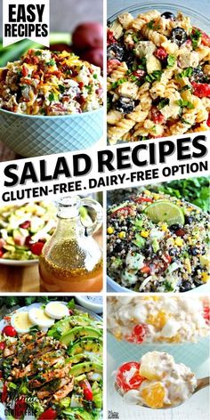 salad recipe collage with different pictures and text