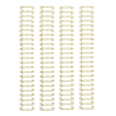 four rows of gold colored spirals on a white background