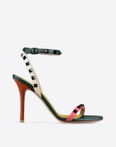 Contrasting applications,Multicolor Pattern,Buckling ankle strap closure,Leather sole, Valentino Shop, Italian Fashion Designers, Shoes For Women, High Heel Sandals, Online Boutique, Fashion Designer