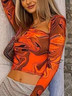 ⚡️Buy Marble Print Long Sleeve Crop Top Orange M under $12.00 in Tops&Tees Online. Style: Casual, Street Color: Orange Fabric Content: Polyester, Spandex Fit Type: Slim fit Neckline: Slash Neck Sleeve Length: Long Sleeve. ✓2022 NEW YEAR SALE | $10 OFF OVER $75 CODE: NY1 I $25 OFF OVER $125 CODE: NY2 | $35 OFF OVER $215 CODE: NY3✓Free Shipping on all orders over $69 USD.. Check reviews and order Marble Print Long Sleeve Crop Top today. Crop Cami Top, Orange Fabric, Cropped Cami, Cami Crop Top, Marble Print, New Years Sales, Exclusive Fashion, Long Sleeve Crop, Cami Top