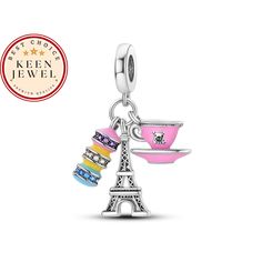 "Introducing the captivating \"Paris Charm\" - a journey to the heart of romance and elegance, adding a touch of sophistication to your charm bracelet. Crafted with meticulous artistry and a dash of French allure, these charms redefine the way you adorn yourself with iconic destinations. Exquisitely created from the finest 925 sterling silver, our \"Paris Charm\" Dangle Charm features a unique design. The charm captures the essence of Paris with intricate details, evoking the charm of the Eiffel Tower, the allure of the city's streets, and the romance that lingers in the air. Designed to seamlessly integrate with your Pandora bracelet, our \"Paris Charm\" adds a touch of elegance to your collection. Its dangle style offers graceful movement, reminiscent of the captivating energy of the Cit Charms Disney, Travel Charm Bracelet, Pink Tea Cups, Diy Jewelry Gifts, Travel Charms, Bracelet Pandora, Pandora Bracelet Charms, Bracelet Diy, Pandora Bracelets