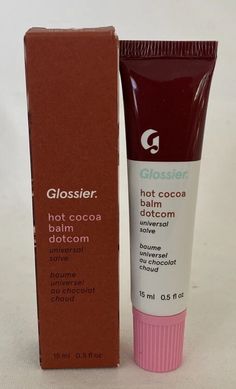 Glossier Limited Edition HOT COCOA BALM DOTCOM Salve Original Formula BNIB. Beautiful shade and a LIMITED EDITION only for the holidays! STOCK UP TODAY! Original Formula so this is not vegan. 15 ml tube with built in applicator. GORGEOUS!! Hot Cocoa Balm Dotcom, Glossier Hot Cocoa, Glossier Bronzer, Glossier Cherry Balm Dotcom, Balm Dot Com, Unrealistic Wishlist, Glossier Lip Balm, Apology Gifts, Xmas Wishlist