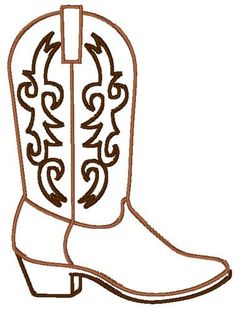 Cowboy Boot Outline Animated Cowboy Boots, Cowgirl Boot Drawing Easy, Easy Boot Drawing, Cowboy Boot Punch Needle, Cowboy Boot Drawing Simple, How To Paint Cowboy Boots, Cowboy Boot Silhouette, Cowboy Boot Line Art, Cowboy Boot Embroidery Pattern