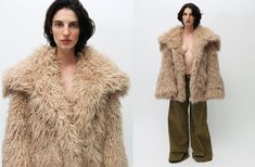 Golden Beige Shag Coat Luxury Beige Long Fur Coat, Shag Coat, Luxury Long Sleeve Beige Fur Coat, Oversized Beige Fur Coat, Vintage Beige Long Fur Coat, Luxury Oversized Fur Coat, Black Asics, Light Peach Color, Eckhaus Latta