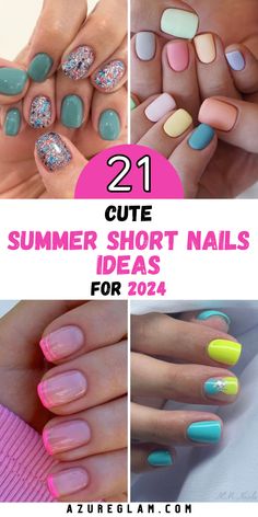 21 Trendsetting Short Summer Nails 2024: Chic, Simple, and Colorful Designs Nail Gel For Short Nails, Short Nails Ideas Summer 2024, Gel Nails For Summer 2024, Nails Summer 2024 Short, Short Nails Ideas For Summer, Summer Gel Polish Nails Ideas, Simple June Nails, Summer Squoval Nails, Short Nail Dip Designs