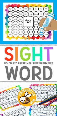 the sight word printable worksheet is shown with two pictures and pencils