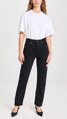 AGOLDE 90'S Pinch Waist: High Rise Straight Jeans | Shopbop Dark Wash Cropped Jeans With Straight Hem, High Rise Relaxed Fit Jeans For Work, Dark Wash Straight Hem Cropped Jeans, Classic Black Cropped Jeans With Straight Hem, Black Casual Cropped Jeans With Straight Hem, High Rise Jeans For Workwear, High-rise Jeans For Workwear, Modern Straight Leg Cropped Jeans For Everyday, Classic Straight Leg Cropped Jeans