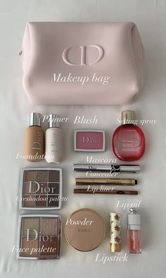 Mascara Dior, Dior Makeup Bag, Dior Mascara, Dior Foundation, Makeup Bag Pink, Koleksi Makeup, In My Makeup Bag, Oil Lipstick, My Makeup Bag