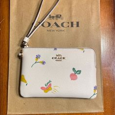 Coach Veggie Corner Zip Wallet (New) White Coach Clutch With Zipper Pouch, Coach White Wallet With Zipper Pouch, Coach White Pouch Wallet, White Coach Wallet Pouch, White Coach Clutch For Everyday, White Wristlet With Removable Pouch, White Rectangular Clutch For Spring, Coach White Rectangular Wristlet, Coach Wallets As Spring Gifts