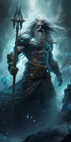 Greek God Poseidon Art, Zeus Poseidon Hades, Poseidon Aesthetic, Greek Mythical Creatures, Poseidon God Of The Sea, Greek God Zeus, Poseidon God, Greek Warrior