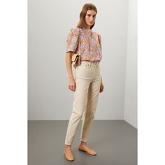 Multicolored floral (100% Cotton). Top. Short sleeves. Crew neck. Front button closure. 25" from shoulder to hemline. Imported. Casual Beige Floral Print Blouse, Spring Beige Blouse, Beige Cotton Blouse With Floral Print, Rent The Runway, Closet Designs, Office Casual, Home Free, Cotton Top, Everyday Look