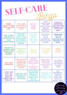 a self care bingo game with the words self care on it