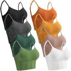 PRICES MAY VARY. Rich in Quantity: this package comes with 8 pieces low back bras in different colors, the quantity is sufficient to meet your daily wearing and replacement needs, you can also share them with others Various Colors for You to Choose: there are 8 colors of the seamless tank tops, namely black, khaki, white, gray, yellow, orange, green and dark green, you can choose the right colors according to your outfits Adjustable Shoulder Strap: our sports bra is designed with adjustable shou Cheap Summer Sports Bra, Fitness Wear, Sports Bras Aesthetic, Cute Sports Bras Aesthetic, Exercise Clothes, Cute Sports Bras, Bra Showing Under Tank Top Y2k, Exercise Bras, Y2k Tops With Built-in Bra And Tank Straps